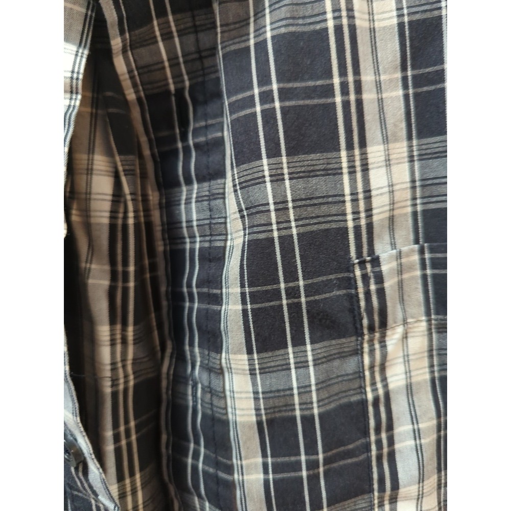 Basic Editions XL men button front plaid 4 shirts black blue orange short sleeve - Picture 8 of 15